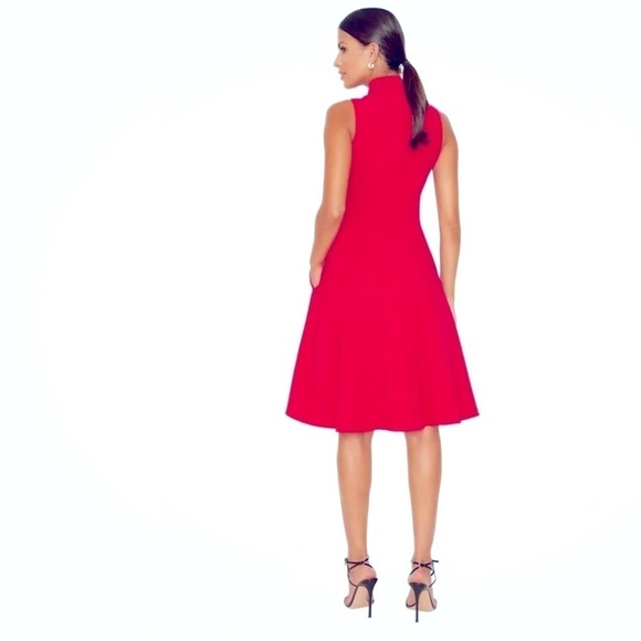 Black Halo Antoinette Fit & Flare Dress Snap Dragon Pink V Neck A-Line 8 - Picture 4 of 16